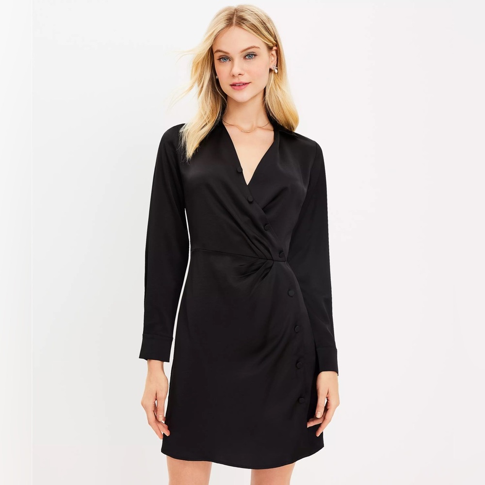 LOFT Satin Wrap Shirtdress.